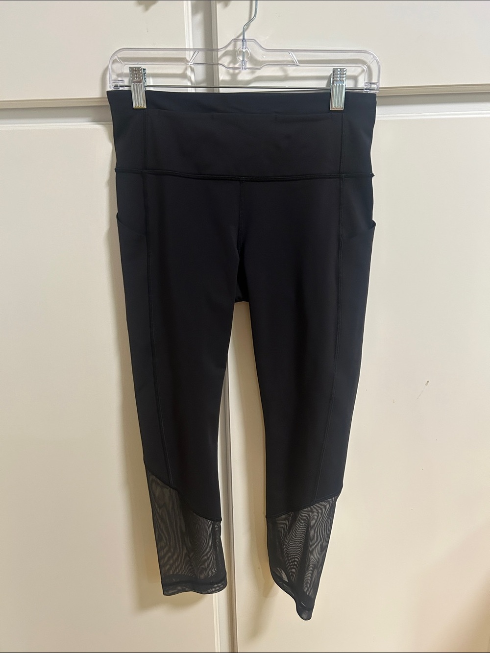 lululemon athletica Black Mesh Hem High-Rise Cropped Leggings